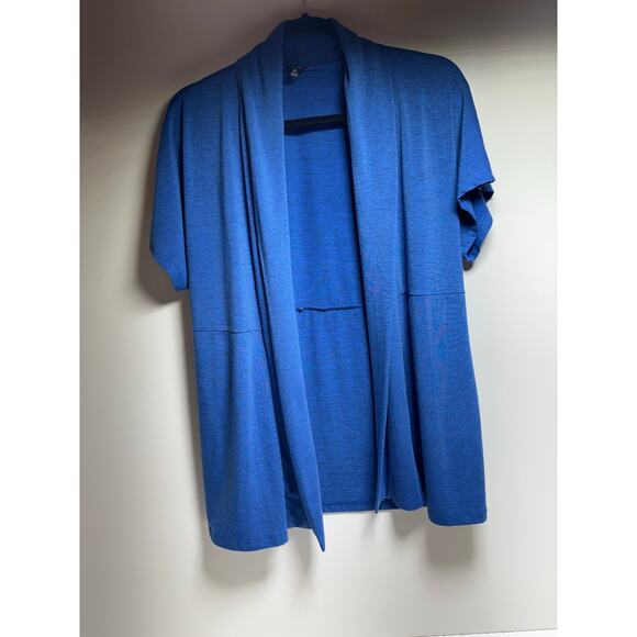 Rafaella Women’s BluevOpen Front Cardigan Sz Medium Short Sleeve Office - Picture 4 of 11
